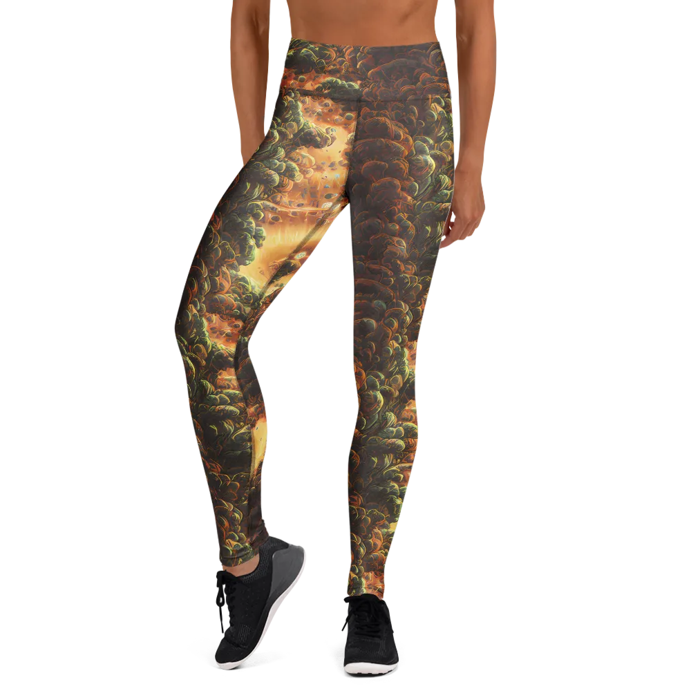 Volcanic Cascade on Yoga Leggings — Front