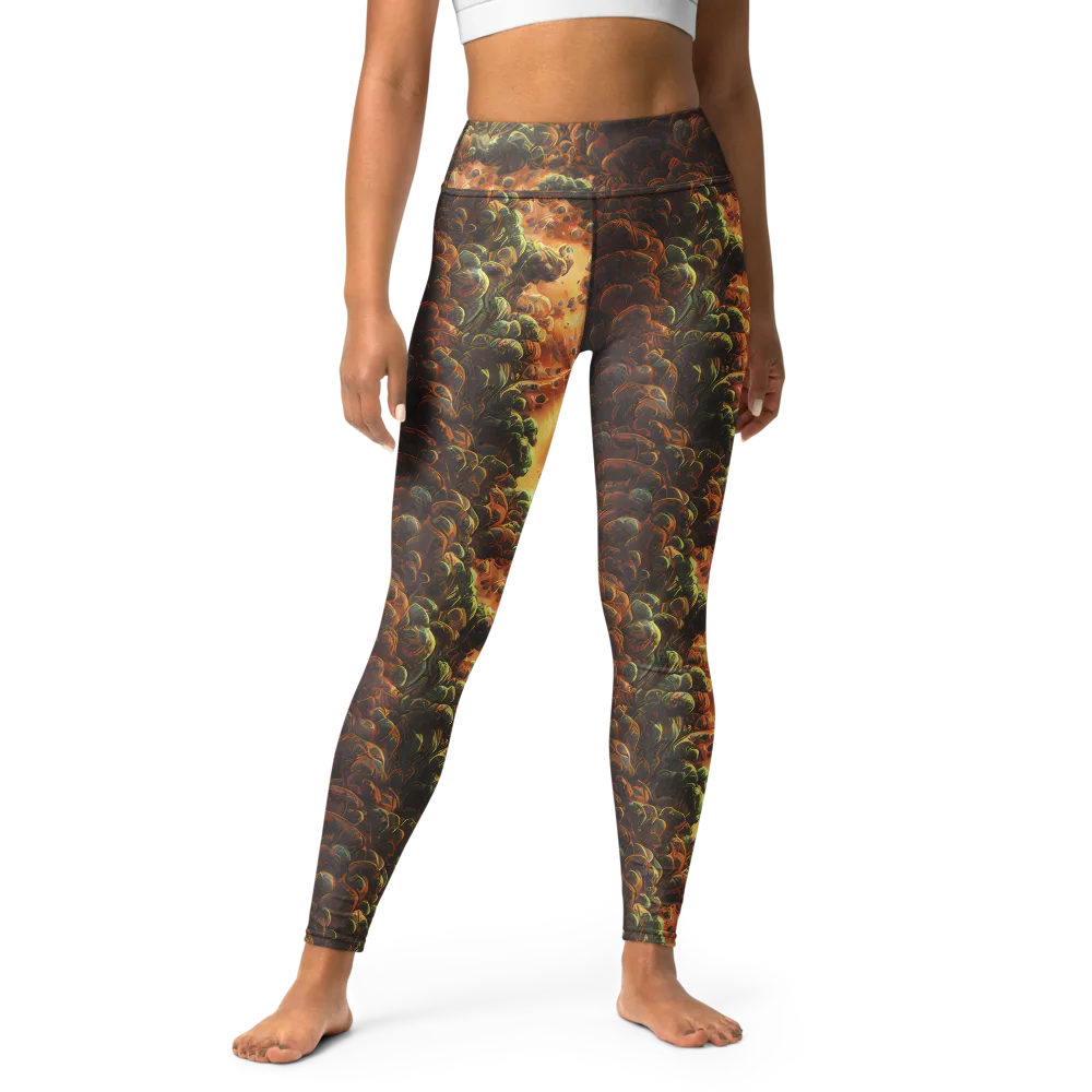 Volcanic Cascade on Yoga Leggings — Front