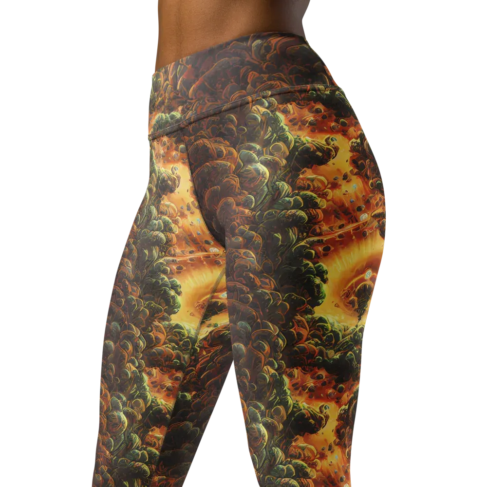 Volcanic Cascade on Yoga Leggings — Left Front