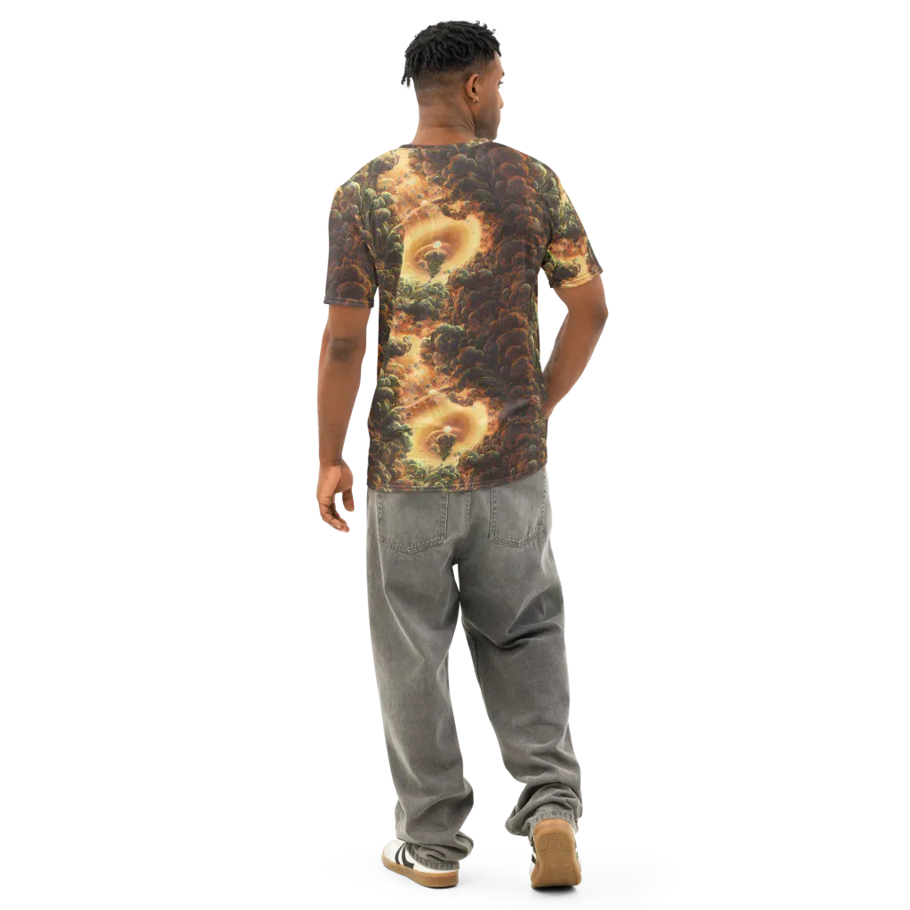 Volcanic Cascade on Men's Cotton Crew Neck T-Shirt — Back