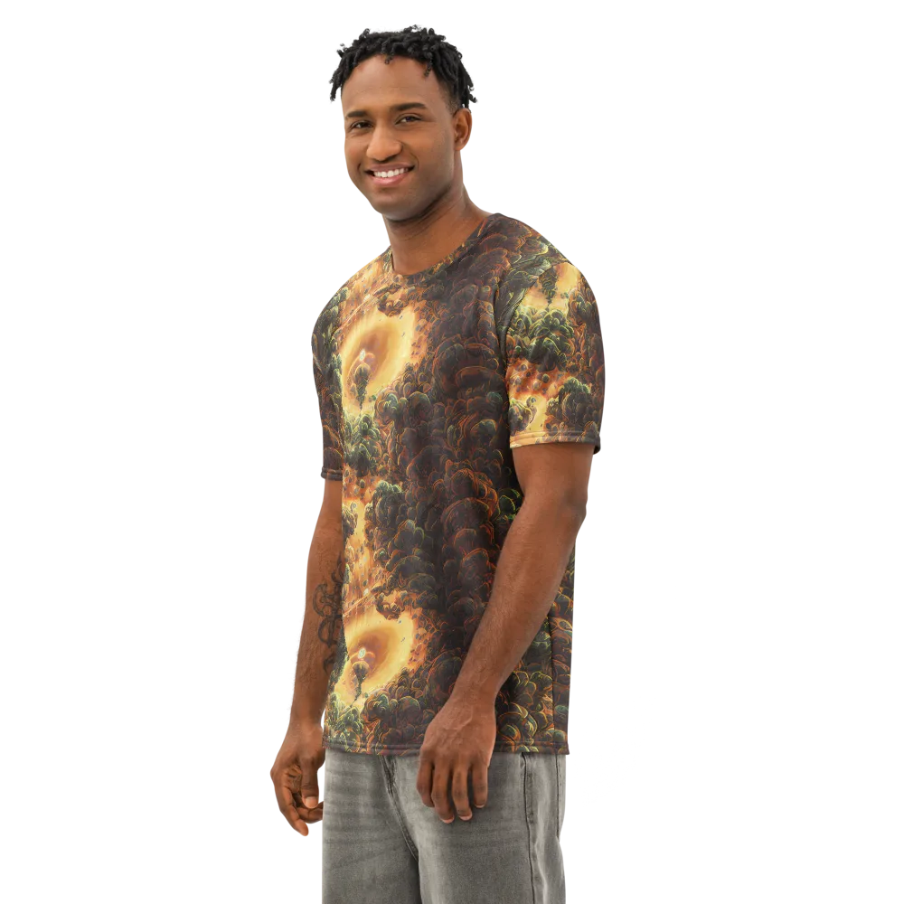 Volcanic Cascade on Men's Cotton Crew Neck T-Shirt — Left Front