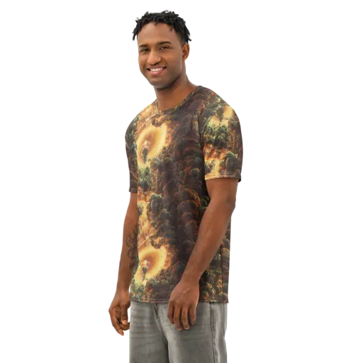 Volcanic Cascade on a Men's Cotton Crew Neck T-Shirt