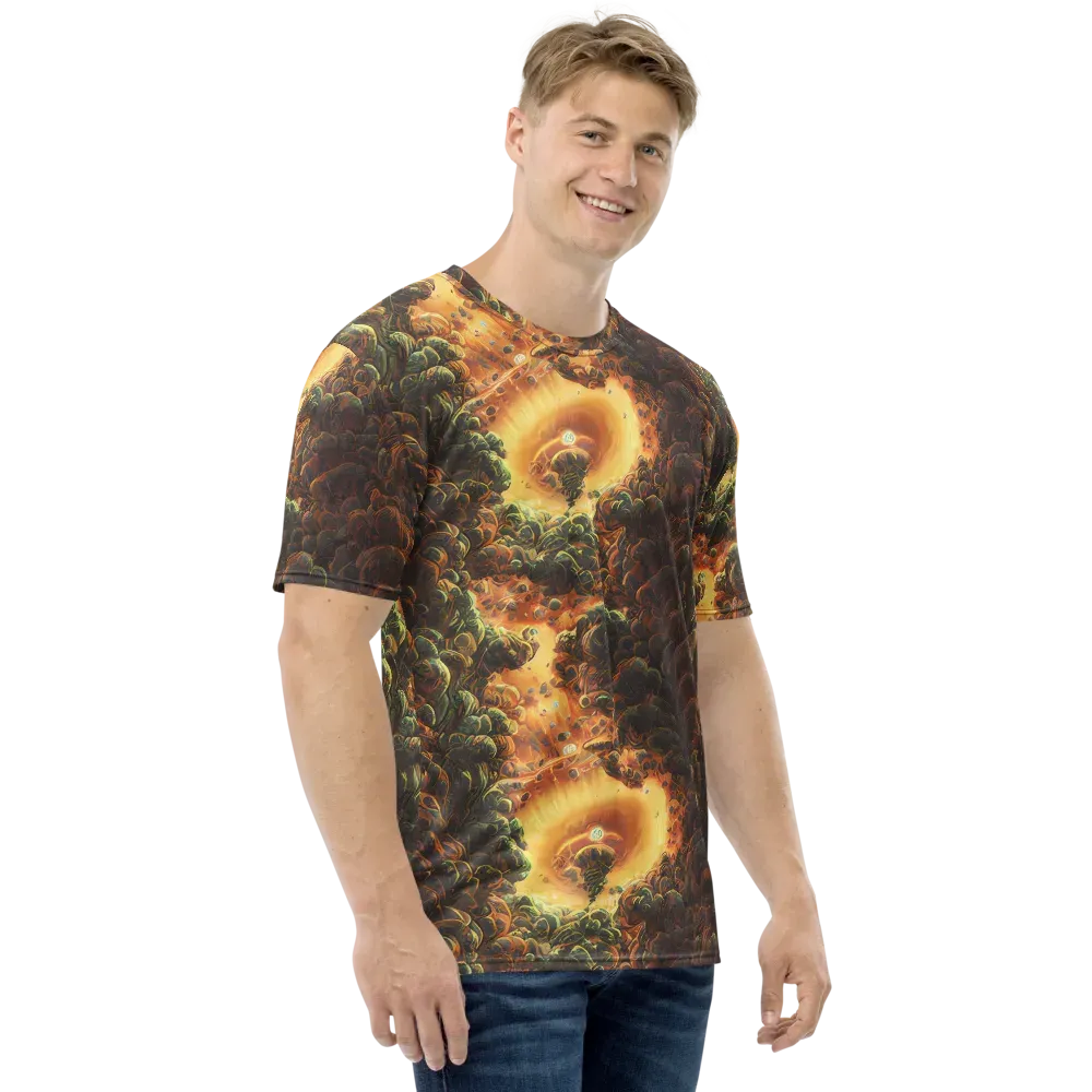 Volcanic Cascade on Men's Crew Neck T-Shirt — Right