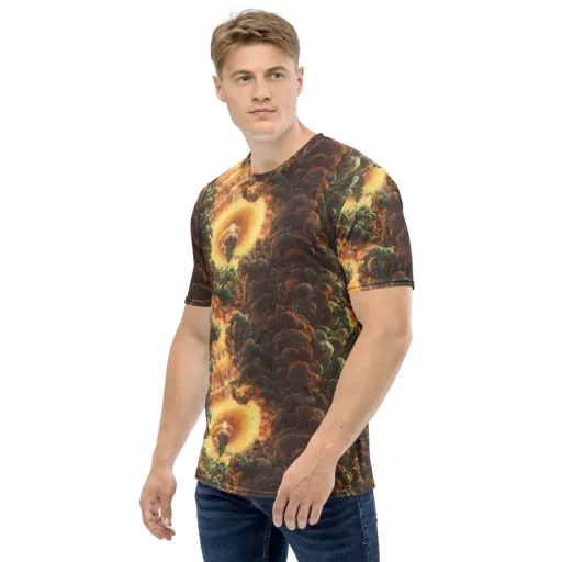 Volcanic Cascade on a Men's Crew Neck T-Shirt