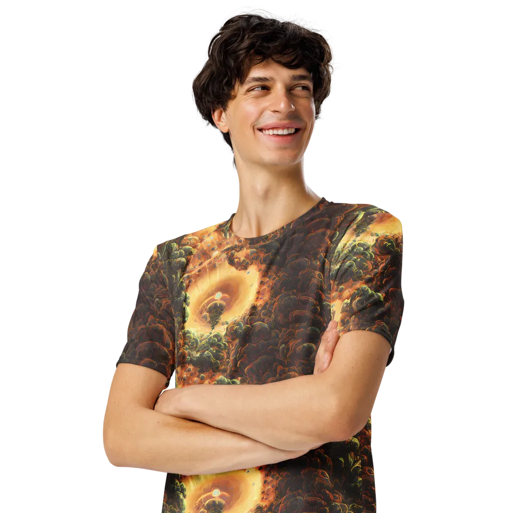 Volcanic Cascade on Men's Crew Neck T-Shirt — Left Front