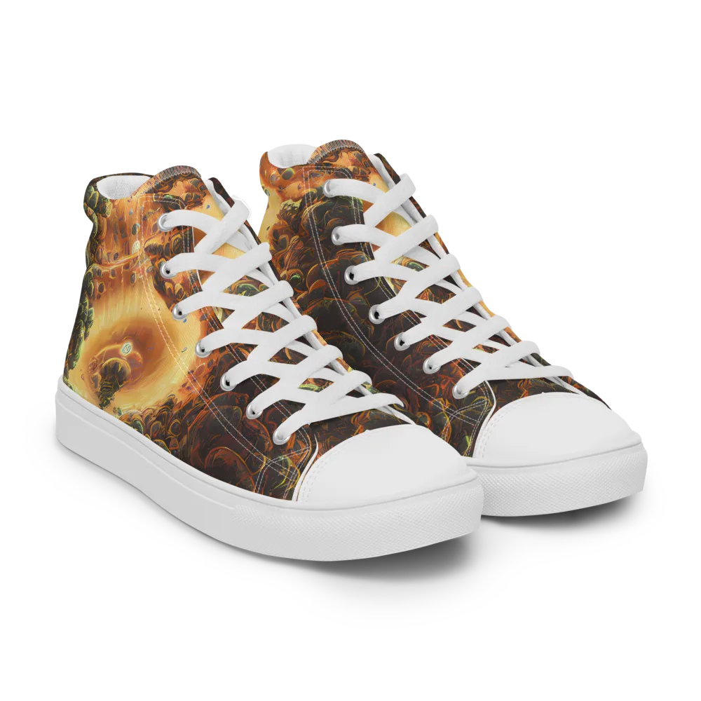 Volcanic Cascade on Men's High Top Canvas Shoes — Right Front