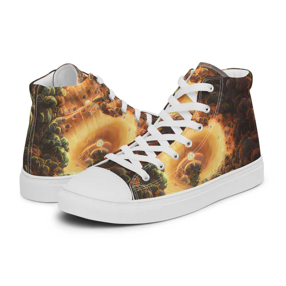 Volcanic Cascade on Men's High Top Canvas Shoes — Left