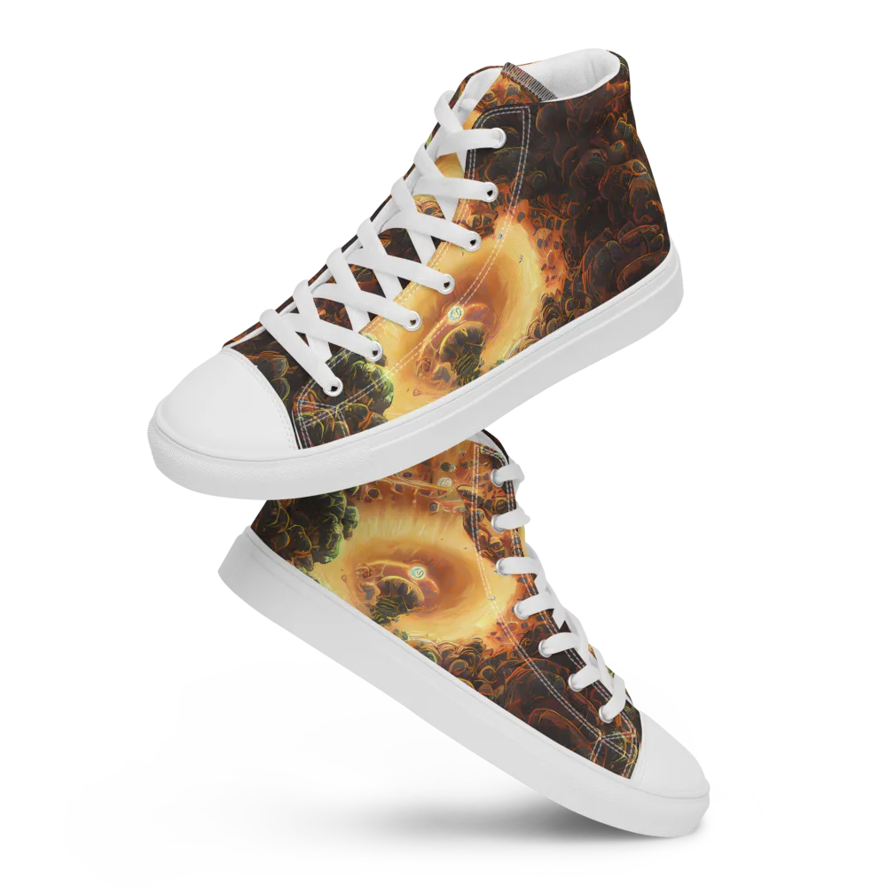 Volcanic Cascade on Men's High Top Canvas Shoes — Front