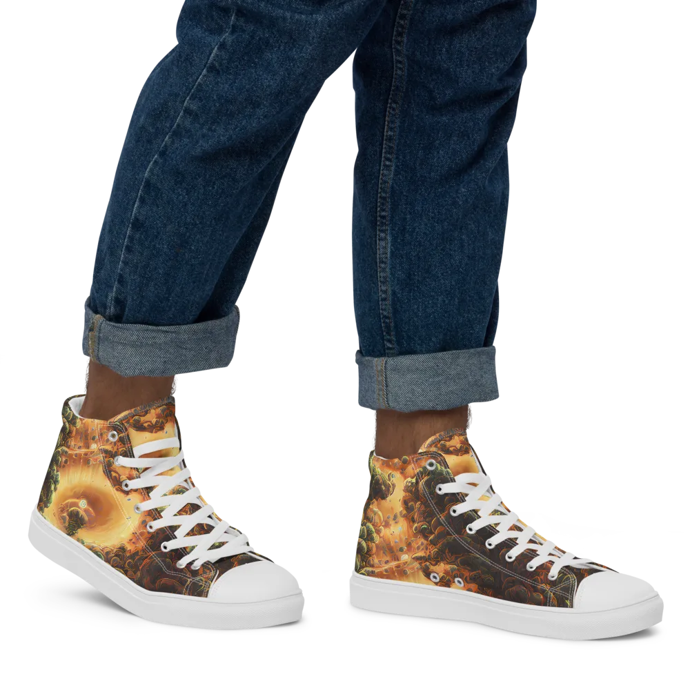 Volcanic Cascade on Men's High Top Canvas Shoes — Right