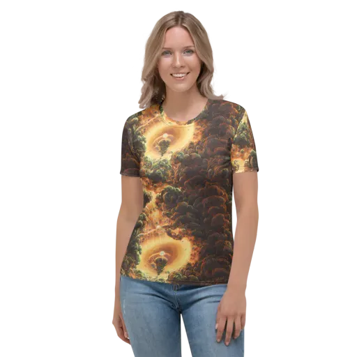 Volcanic Cascade on a Women's Crew Neck T-Shirt