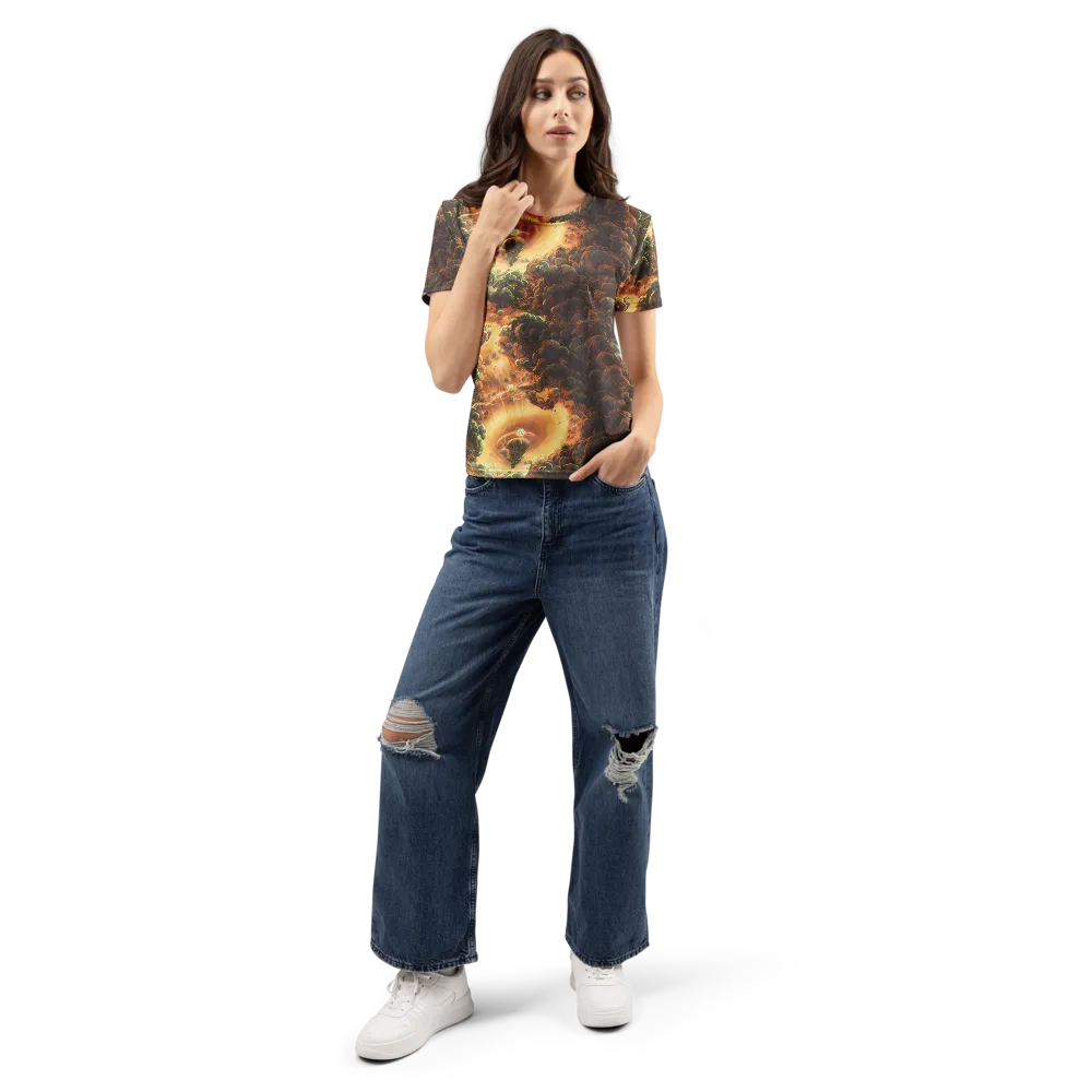 Volcanic Cascade on Women's Crew Neck T-Shirt — Front