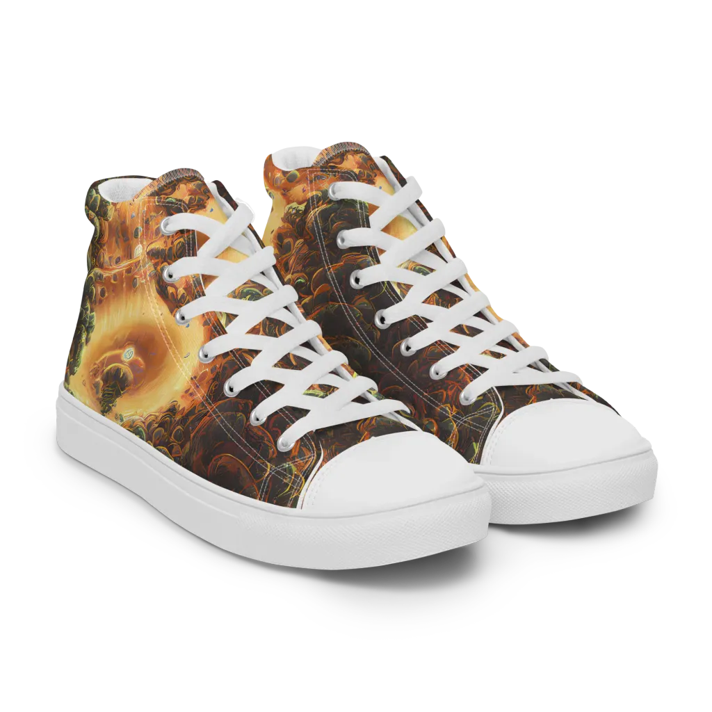 Volcanic Cascade on Women's High Top Canvas Shoes — Right Front