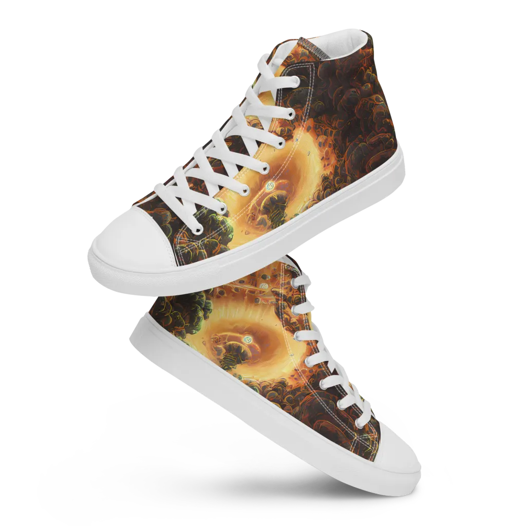 Volcanic Cascade on Women's High Top Canvas Shoes — Front
