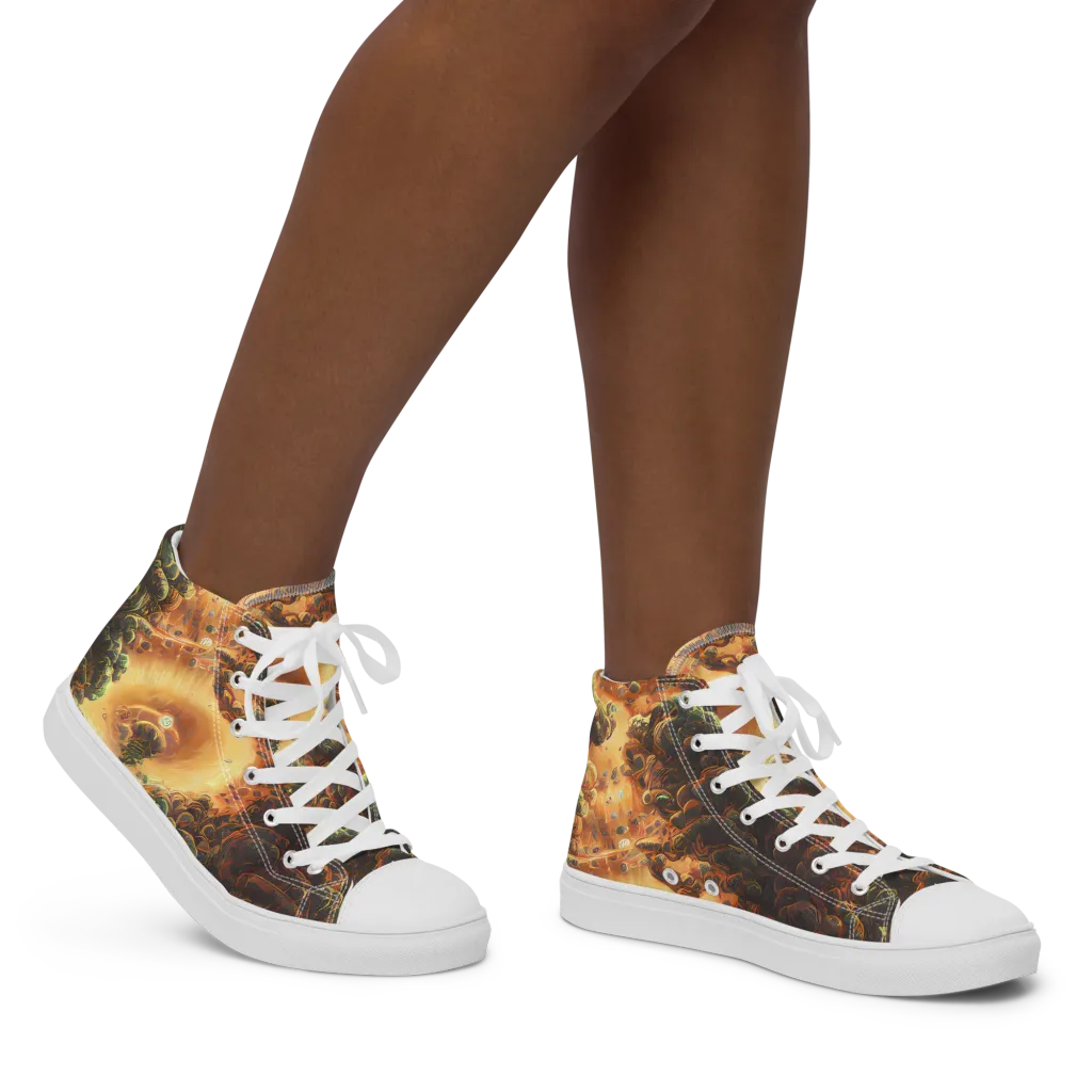 Volcanic Cascade on Women's High Top Canvas Shoes — Right