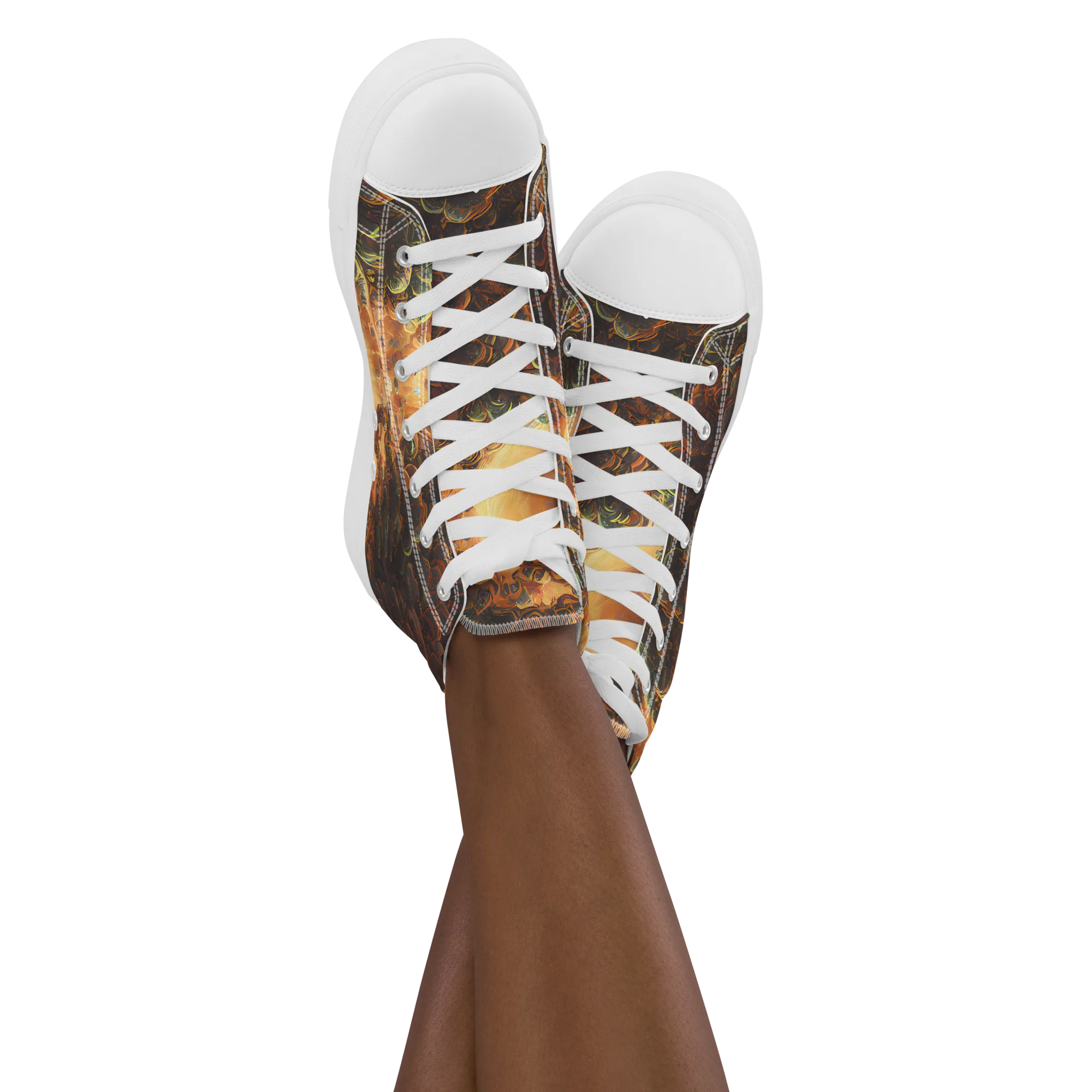 Volcanic Cascade on Women's High Top Canvas Shoes — Front