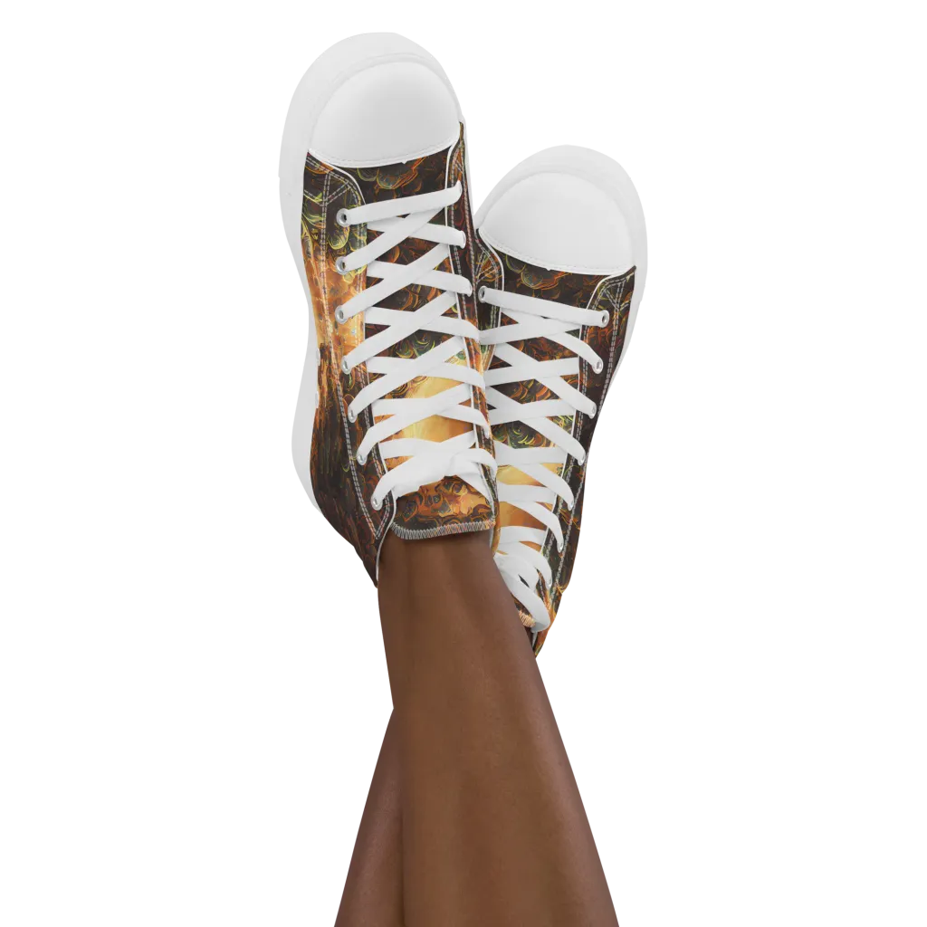 Volcanic Cascade on Women's High Top Canvas Shoes — Front