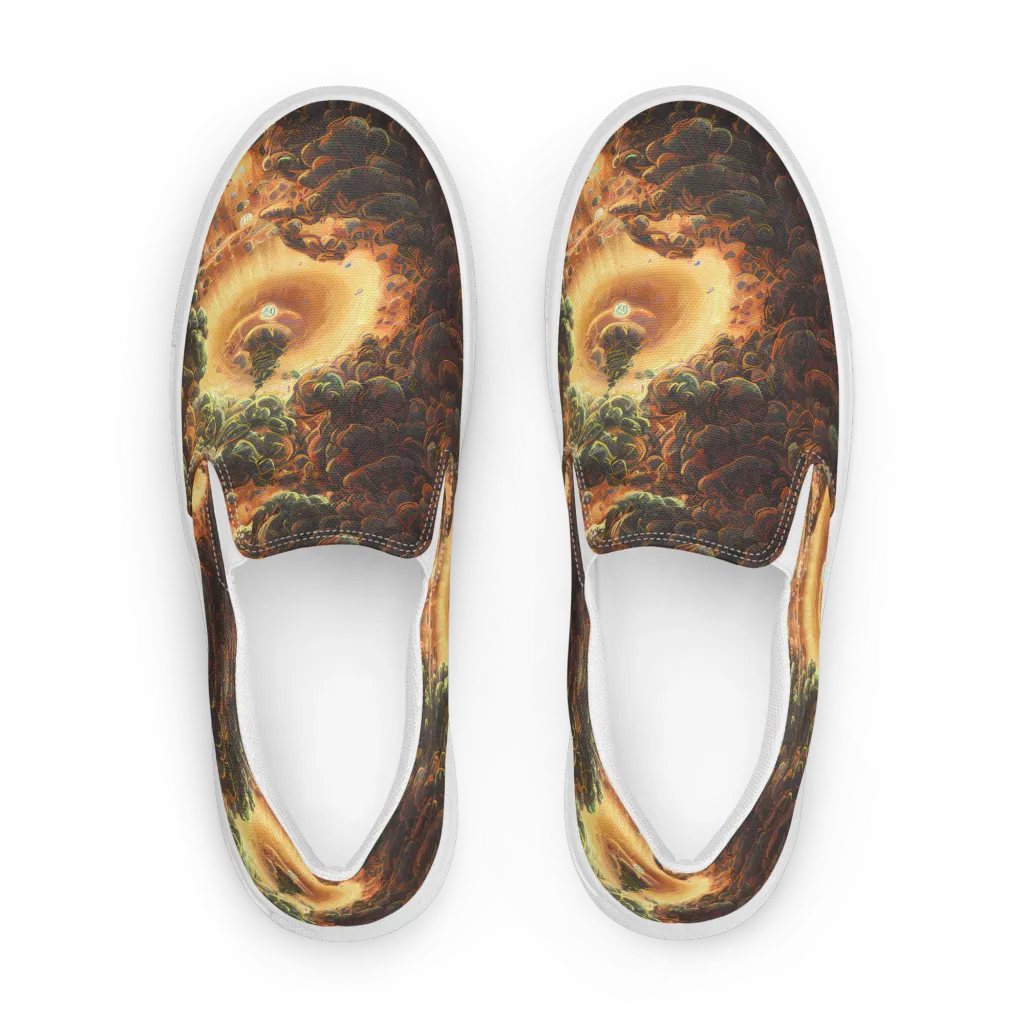 Volcanic Cascade on Men's Slip-On Canvas Shoes — Front
