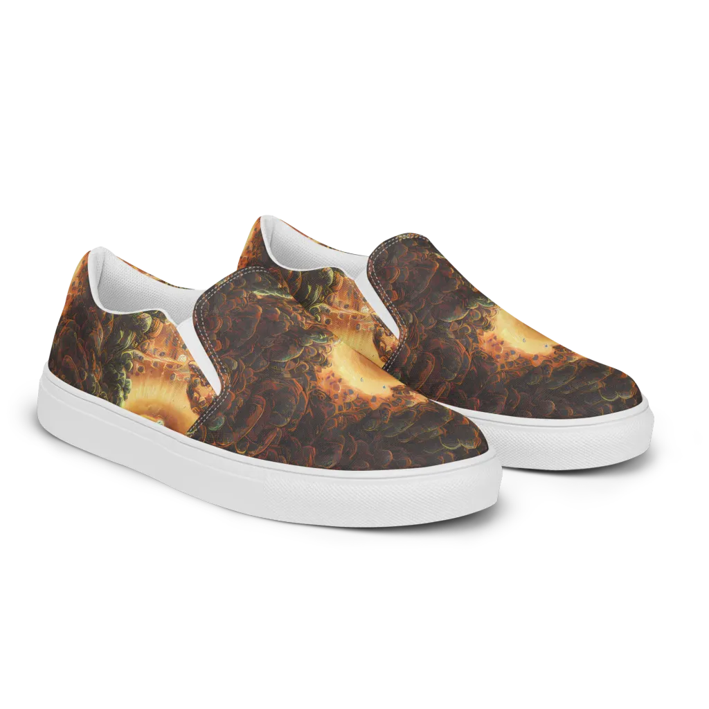Volcanic Cascade on Men's Slip-On Canvas Shoes — Right Front