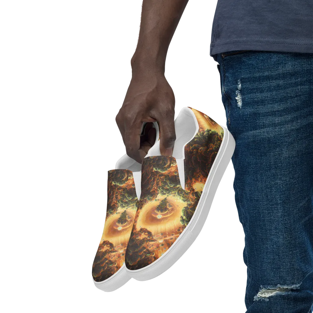 Volcanic Cascade on Men's Slip-On Canvas Shoes — Left Front