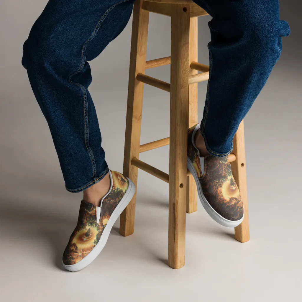 Volcanic Cascade on Men's Slip-On Canvas Shoes — Front