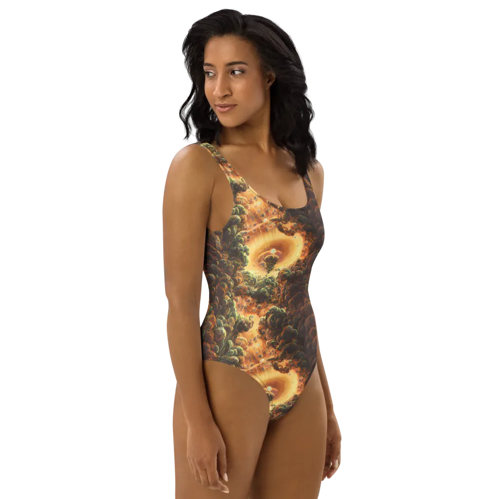 Volcanic Cascade on One-Piece Swimsuit — Right
