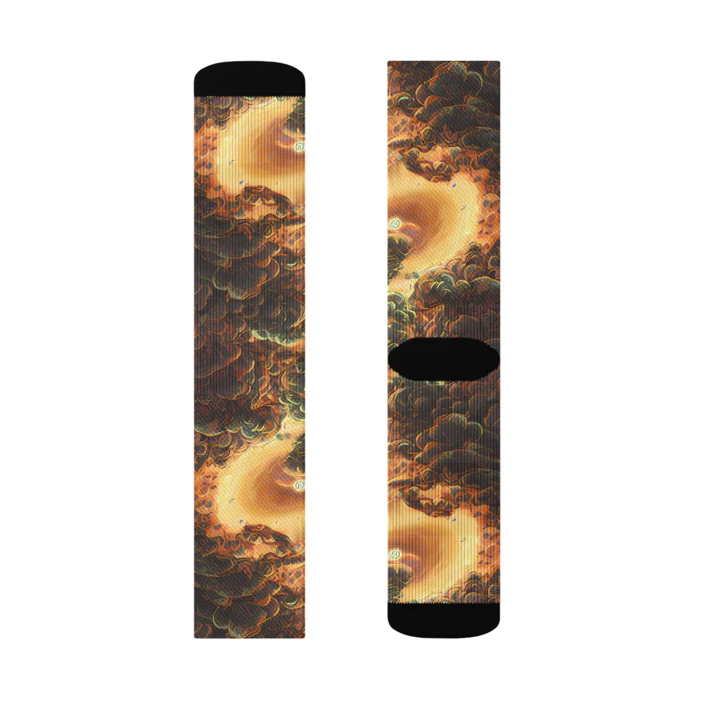 Volcanic Cascade on Socks — Right Sock