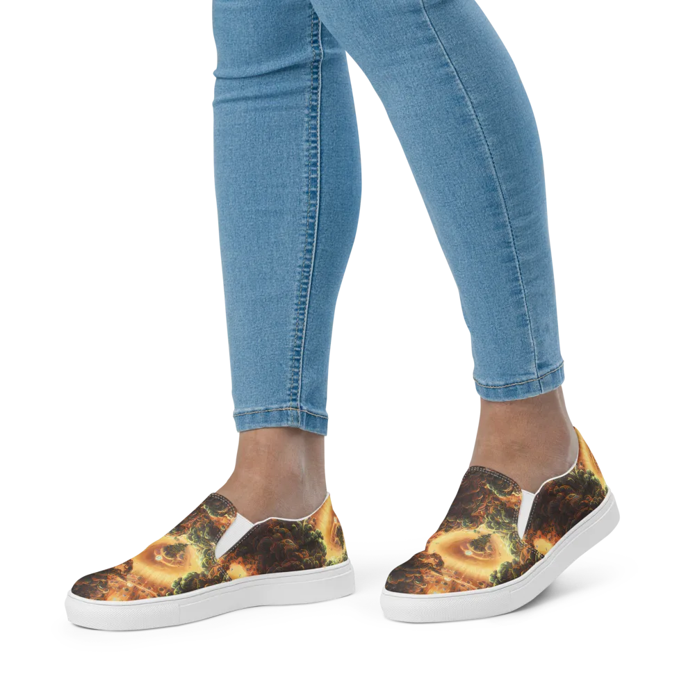 Volcanic Cascade on Women's Slip-On Canvas Shoes — Front