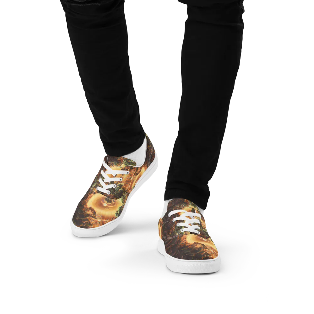 Volcanic Cascade on Men's Lace-Up Canvas Shoes — Front