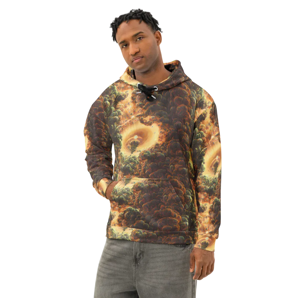 Volcanic Cascade on Cotton Hoodie — Left Front