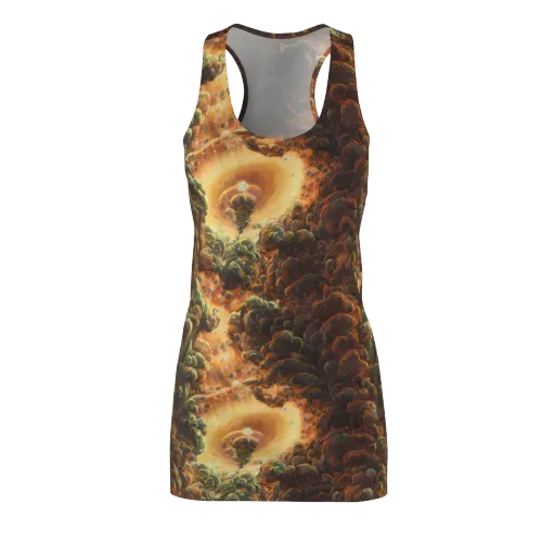 Volcanic Cascade on a Racerback Dress