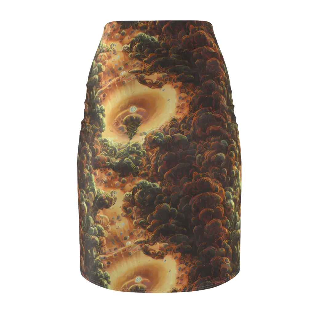 Volcanic Cascade on Pencil Skirt — Back