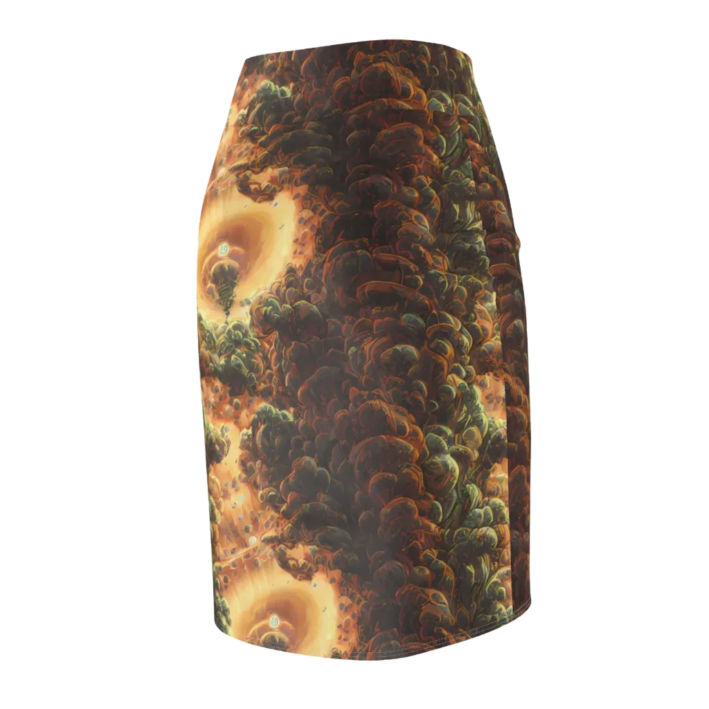 Volcanic Cascade on Pencil Skirt — Back Side