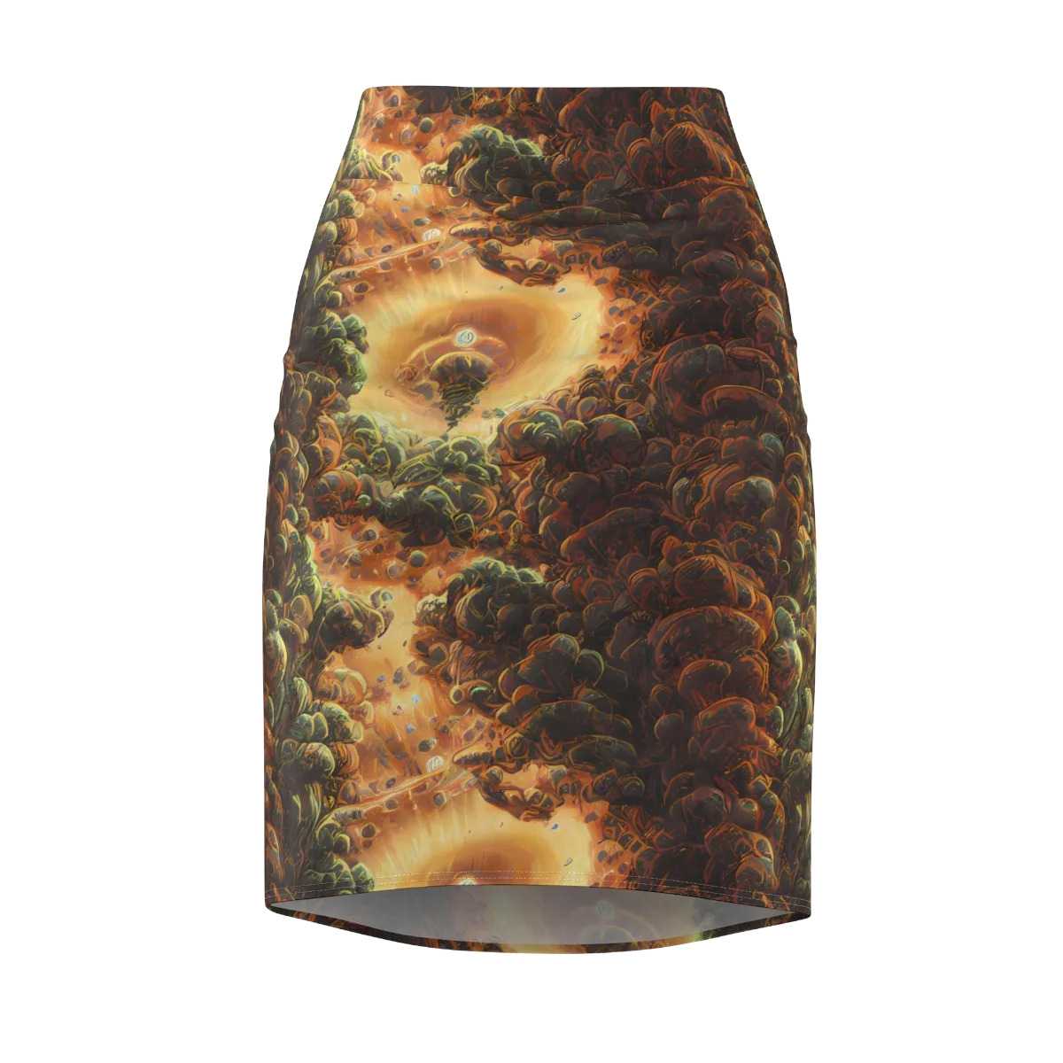 Volcanic Cascade on Pencil Skirt — Front
