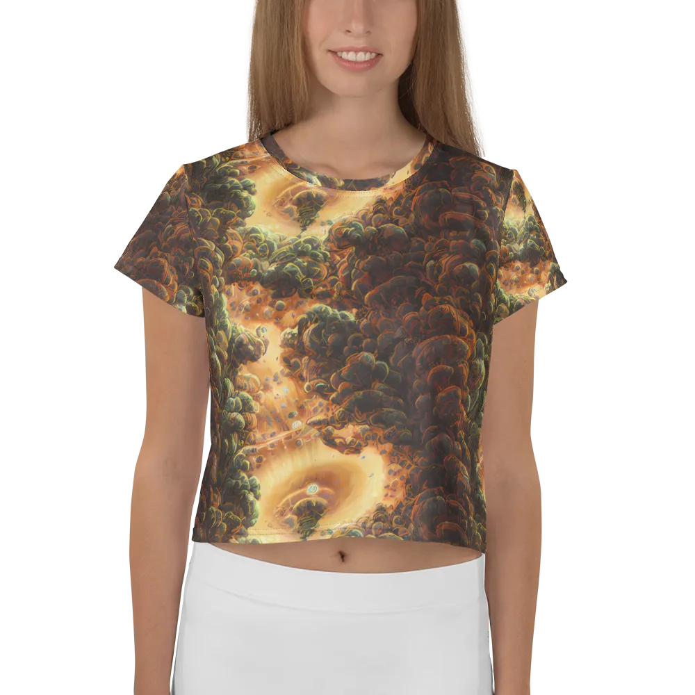 Volcanic Cascade on Crop Tee — Front