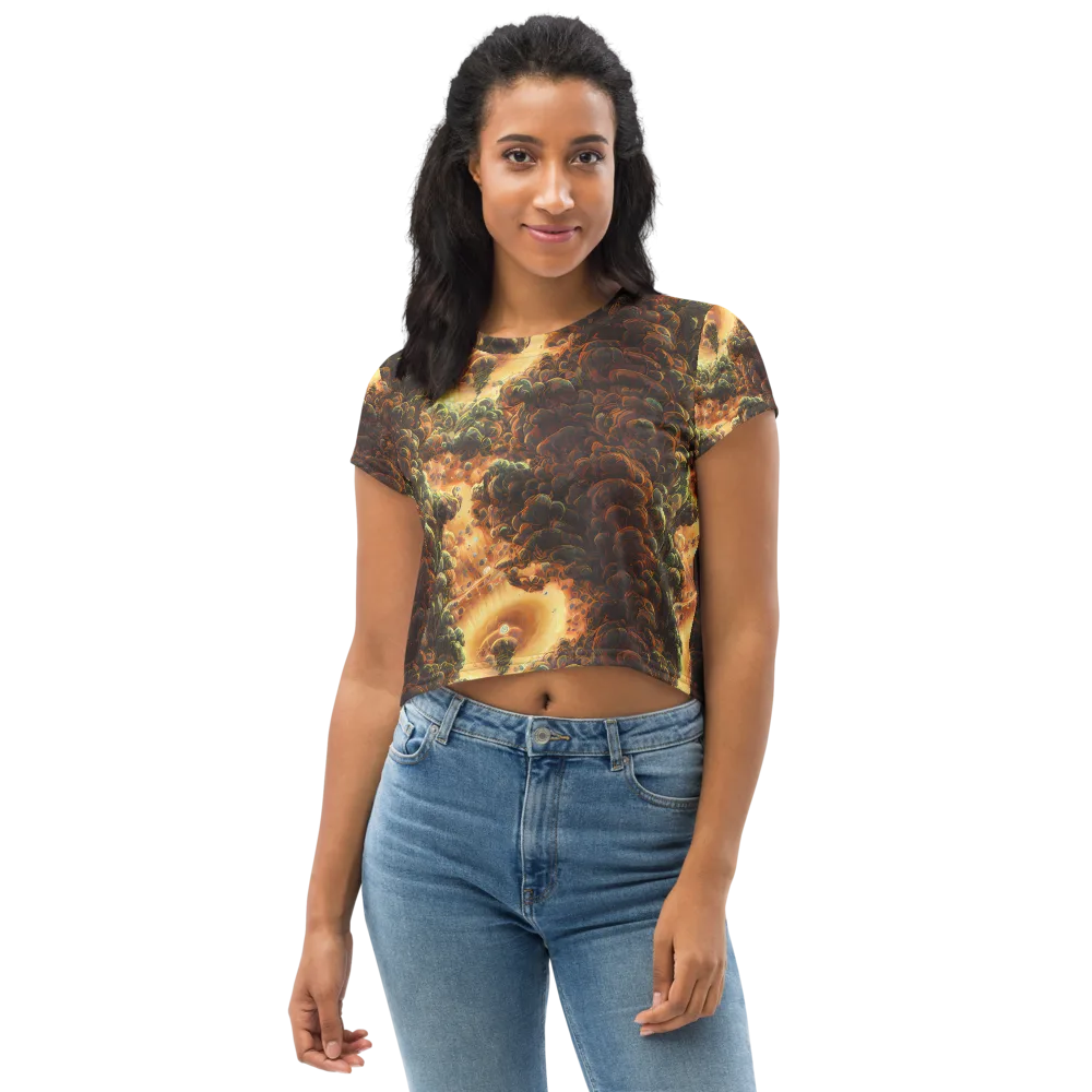 Volcanic Cascade on Crop Tee — Front