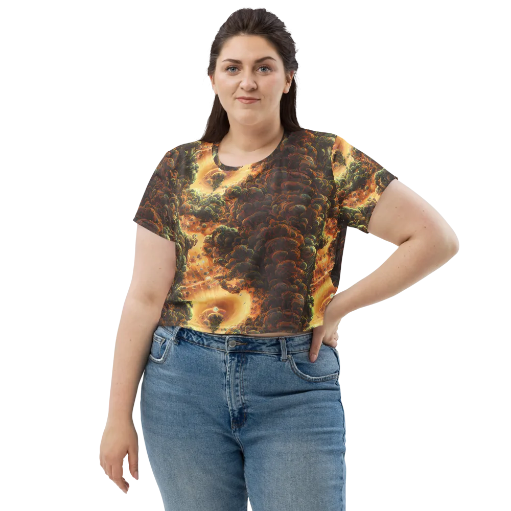 Volcanic Cascade on Crop Tee — Front