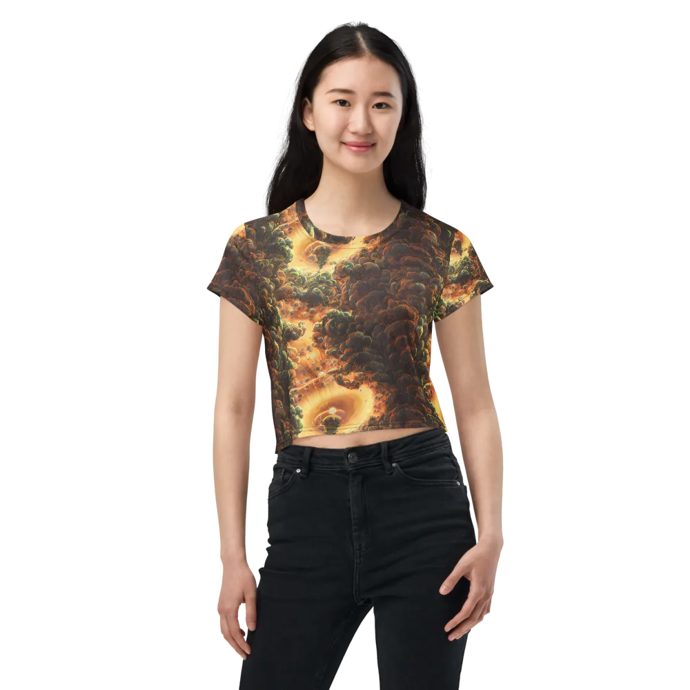 Volcanic Cascade on Crop Tee — Front