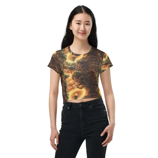 Volcanic Cascade on a Crop Tee