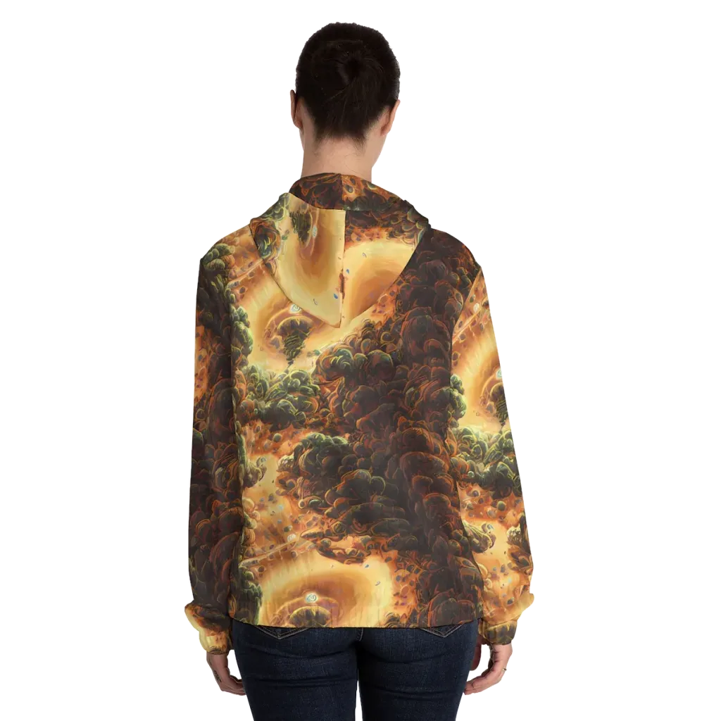 Volcanic Cascade on Women's Full-Zip Hoodie — Back On Person
