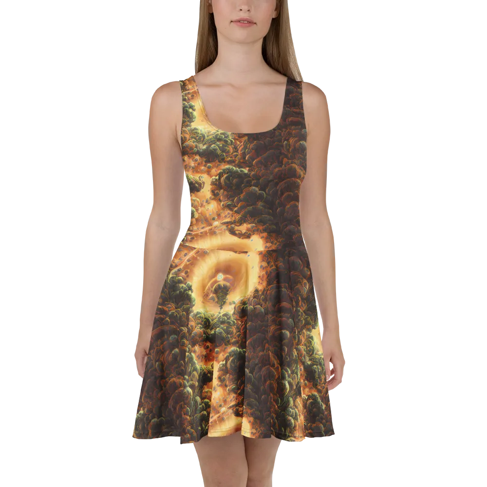 Volcanic Cascade on Skater Dress — Front