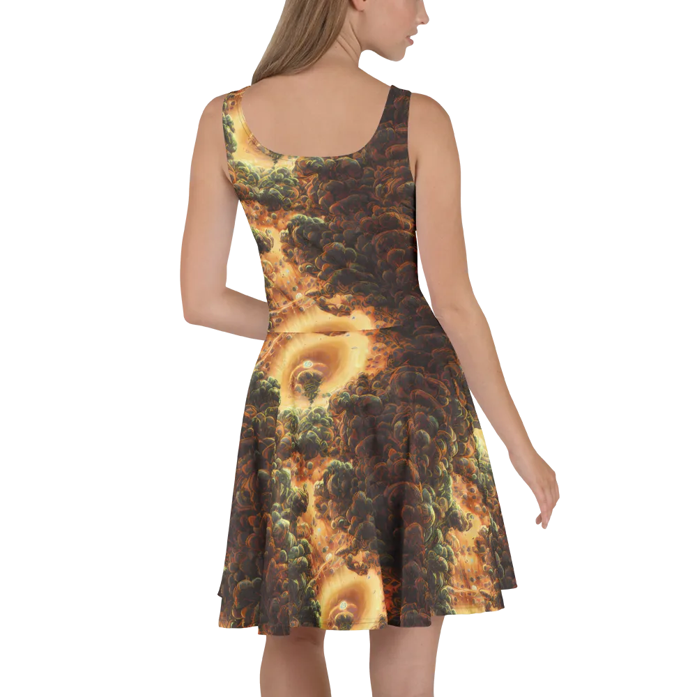Volcanic Cascade on Skater Dress — Back