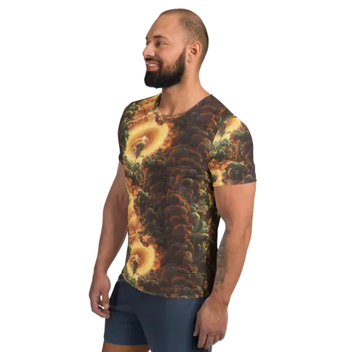 Volcanic Cascade on a Men's Athletic T-Shirt