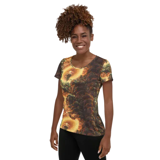 Volcanic Cascade on a Women's Athletic T-Shirt