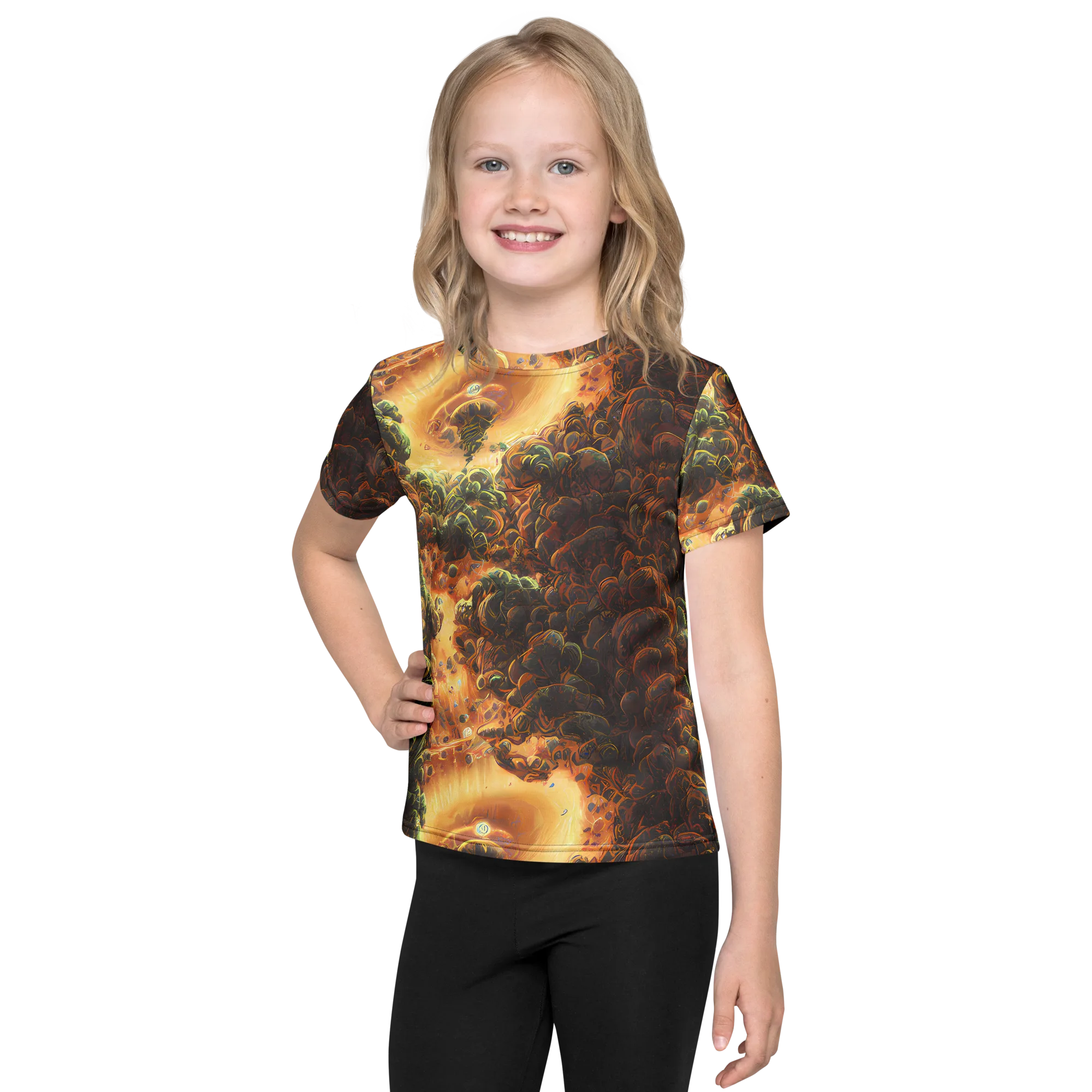Volcanic Cascade on Kids Crew Neck T-Shirt — Front