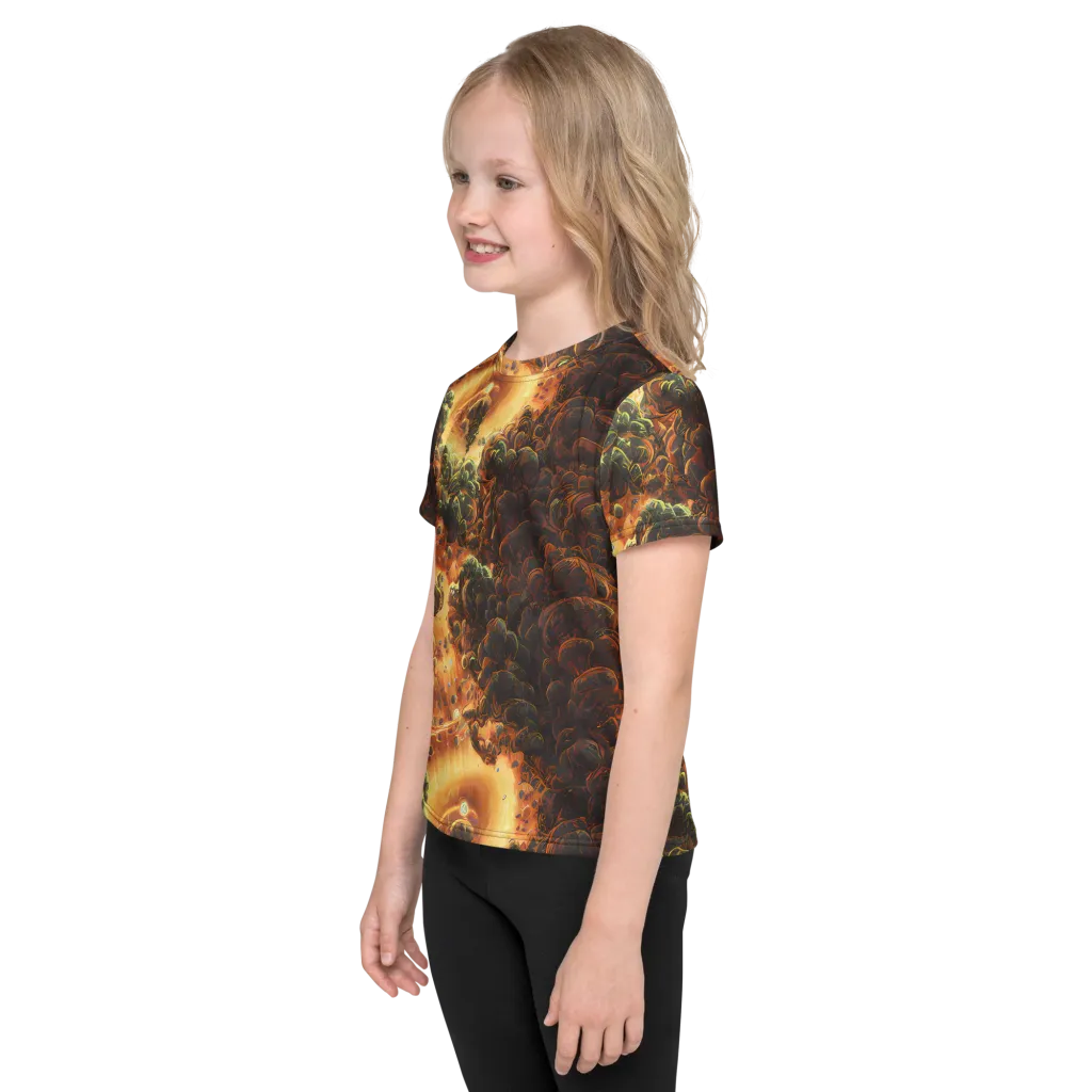 Volcanic Cascade on Kids Crew Neck T-Shirt — Left