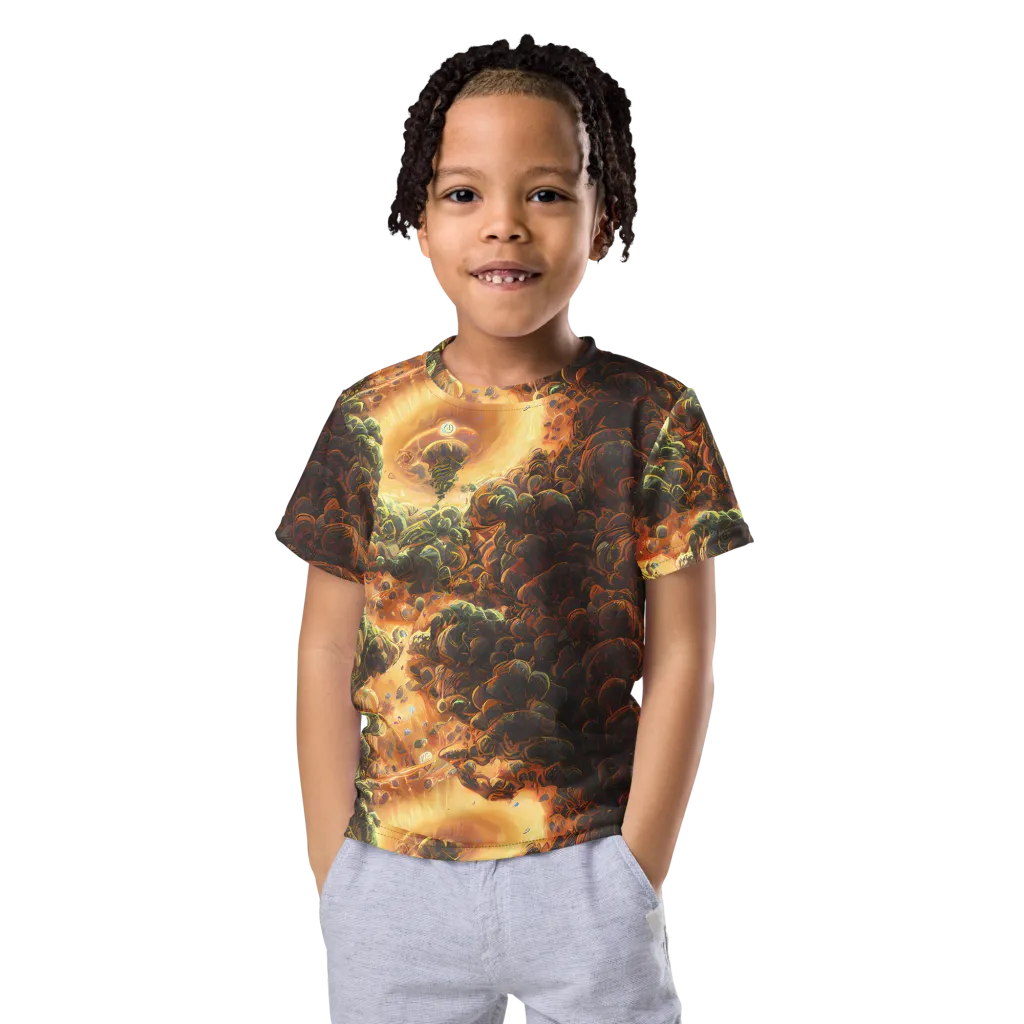 Volcanic Cascade on Kids Crew Neck T-Shirt — Front