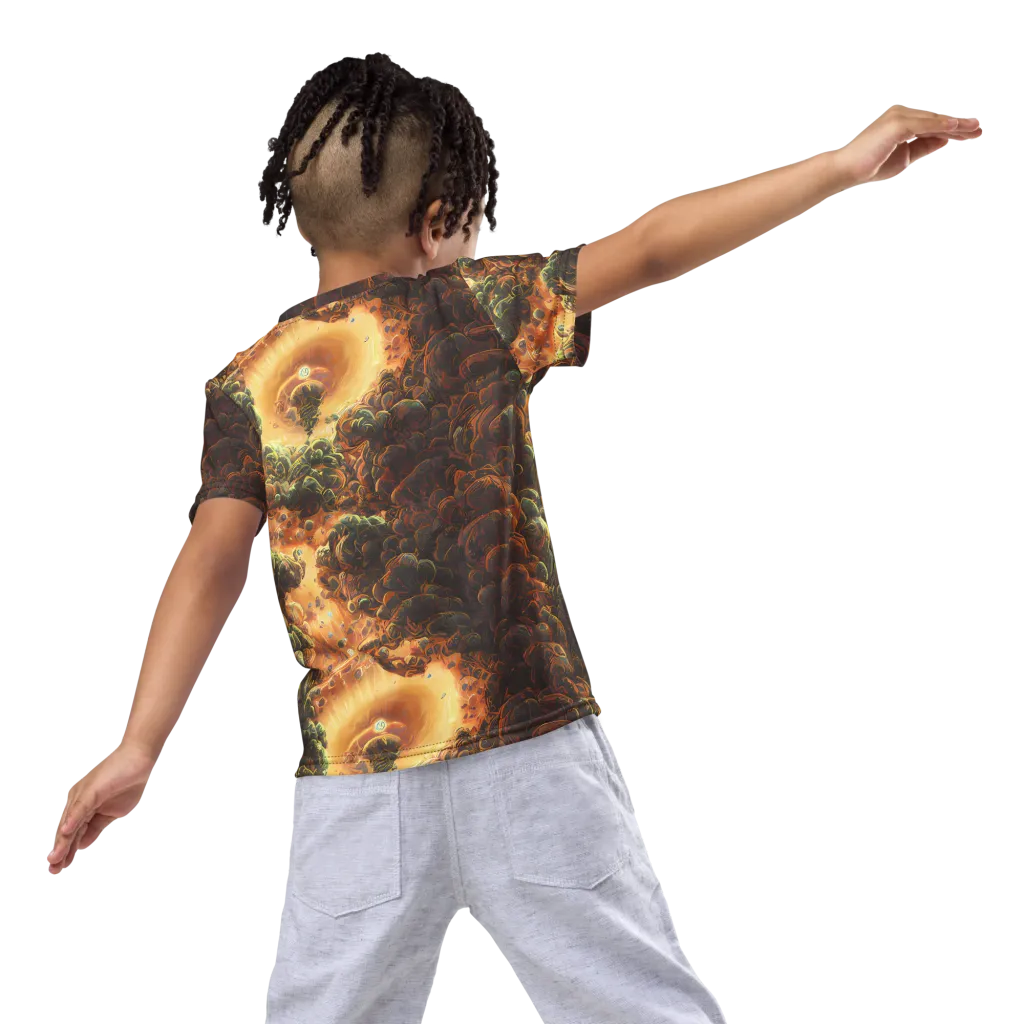 Volcanic Cascade on Kids Crew Neck T-Shirt — Back