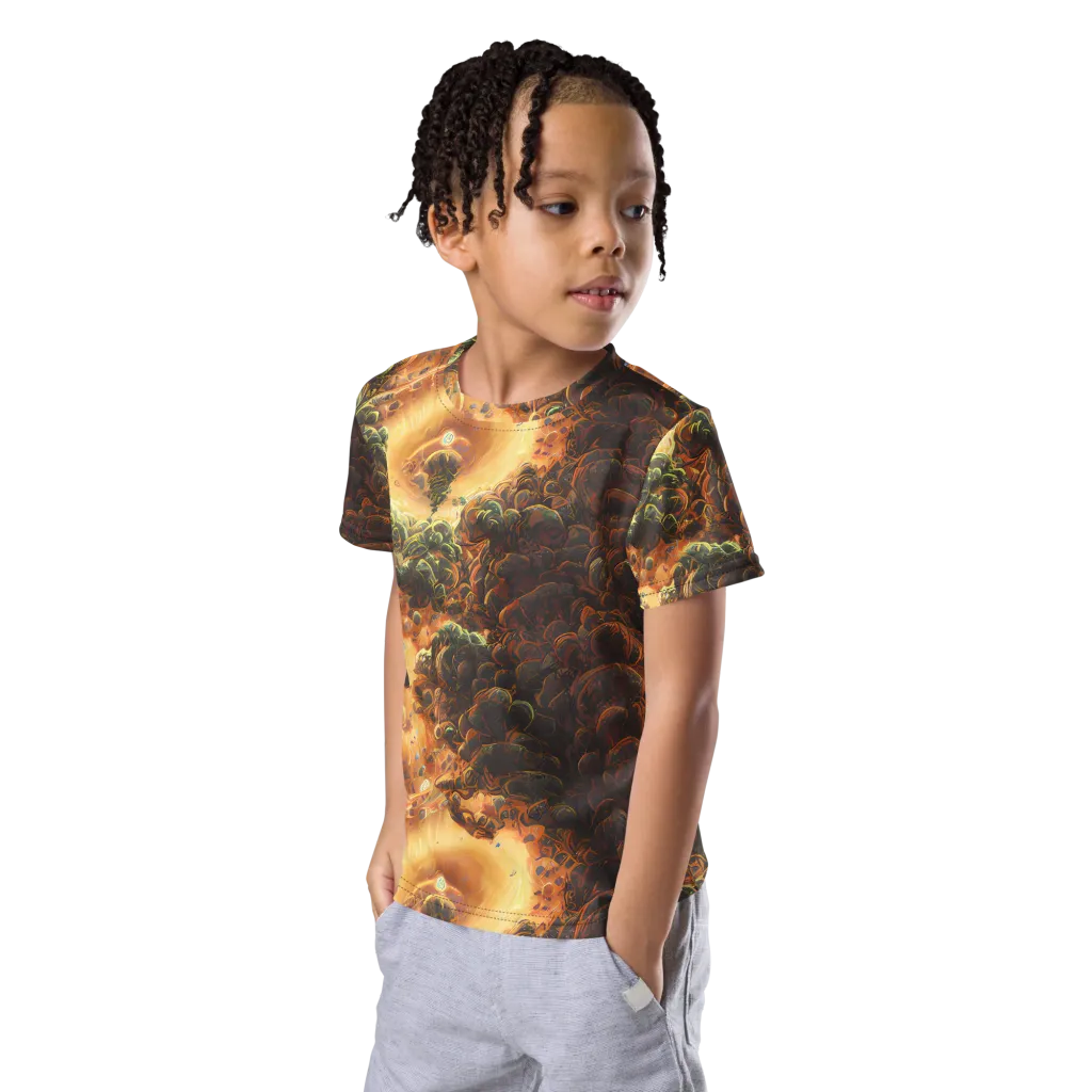 Volcanic Cascade on Kids Crew Neck T-Shirt — Left Front