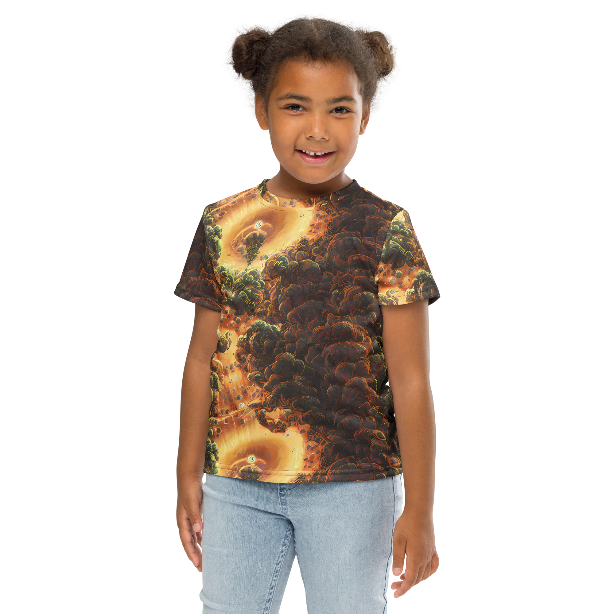 Volcanic Cascade on Kids Crew Neck T-Shirt — Front