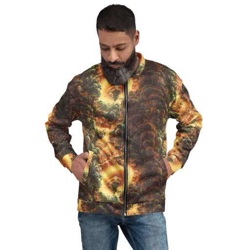 Volcanic Cascade on a Bomber Jacket